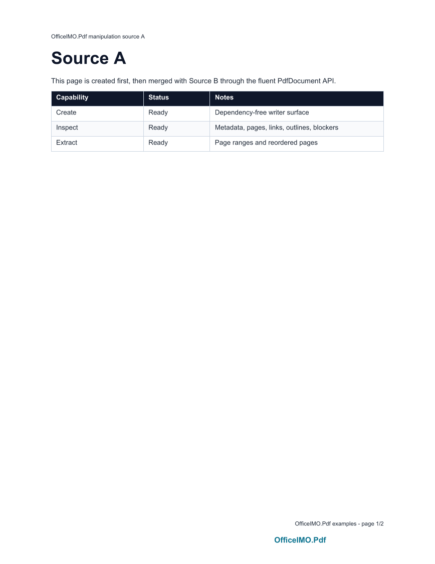Merge, extract, and stamp PDF pages example output