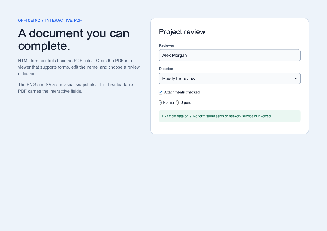 HTML controls to fillable PDF fields rendered by OfficeIMO
