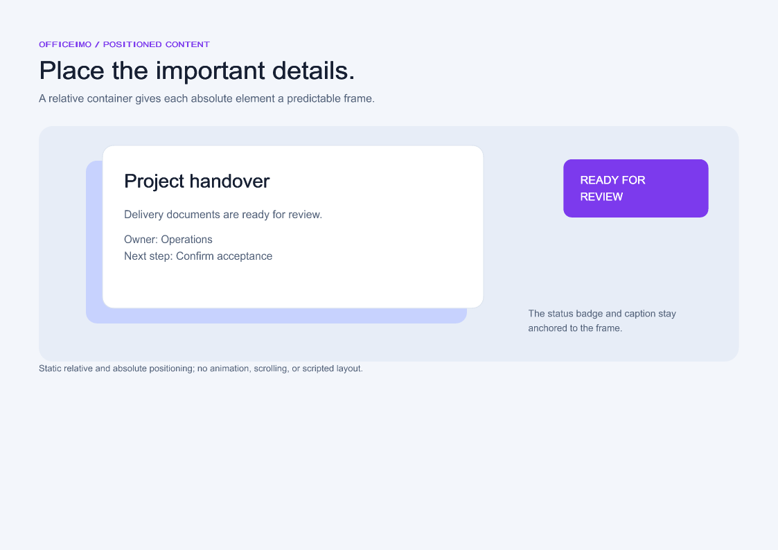 Positioned HTML content rendered by OfficeIMO