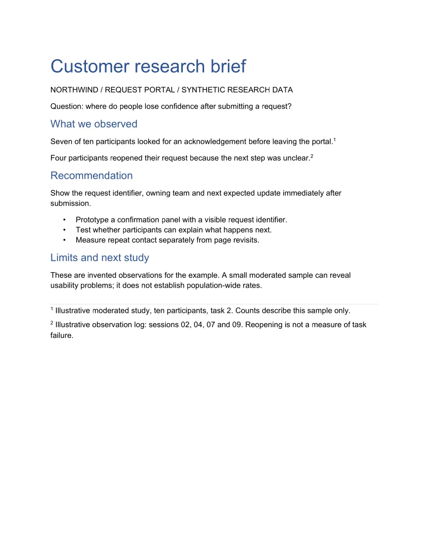 Generated Word example: Research brief with footnotes