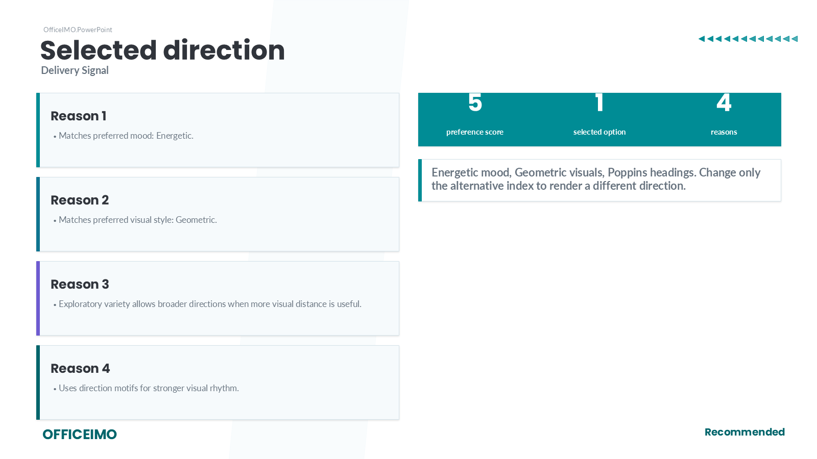 PowerPoint selected direction slide